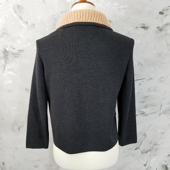 CONTESSA VISCONTE Charcoal Gray Tan Sweater Jacket - Picture 5 of 8